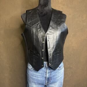 Vintage 90's Ladies Leather Western style Vest Size 10 Protech Leather Apparel